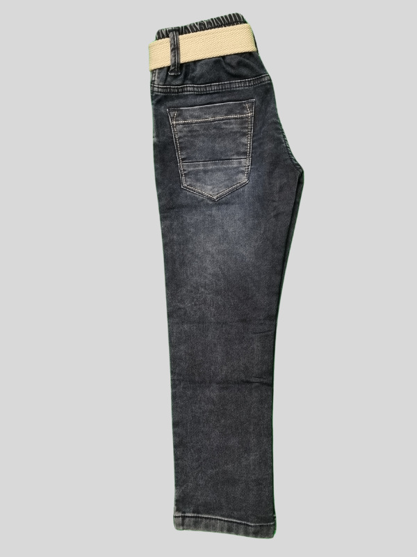 Light Blue Casual Pants - Dark, Plain, Full Elastic Waistband