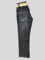 Light Blue Casual Pants - Dark, Plain, Full Elastic Waistband