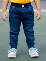 Boys Comfortable Solid Blue Jogger Pants