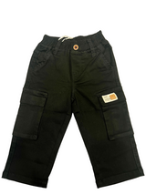 Kids' Black Cotton Cargo Pants