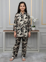 Girls Traditional 3/4th Sleeves Two Pcs Set - Black