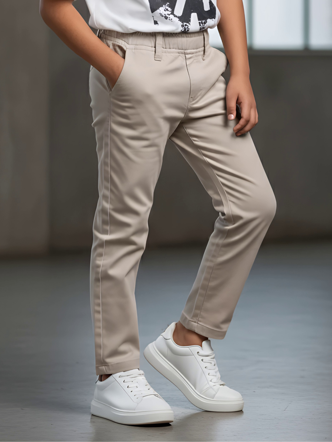 Boys' Essential Slim Fit Cotton Trousers