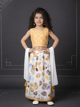 Girls' Festive Multi-Color Printed Lehenga Set