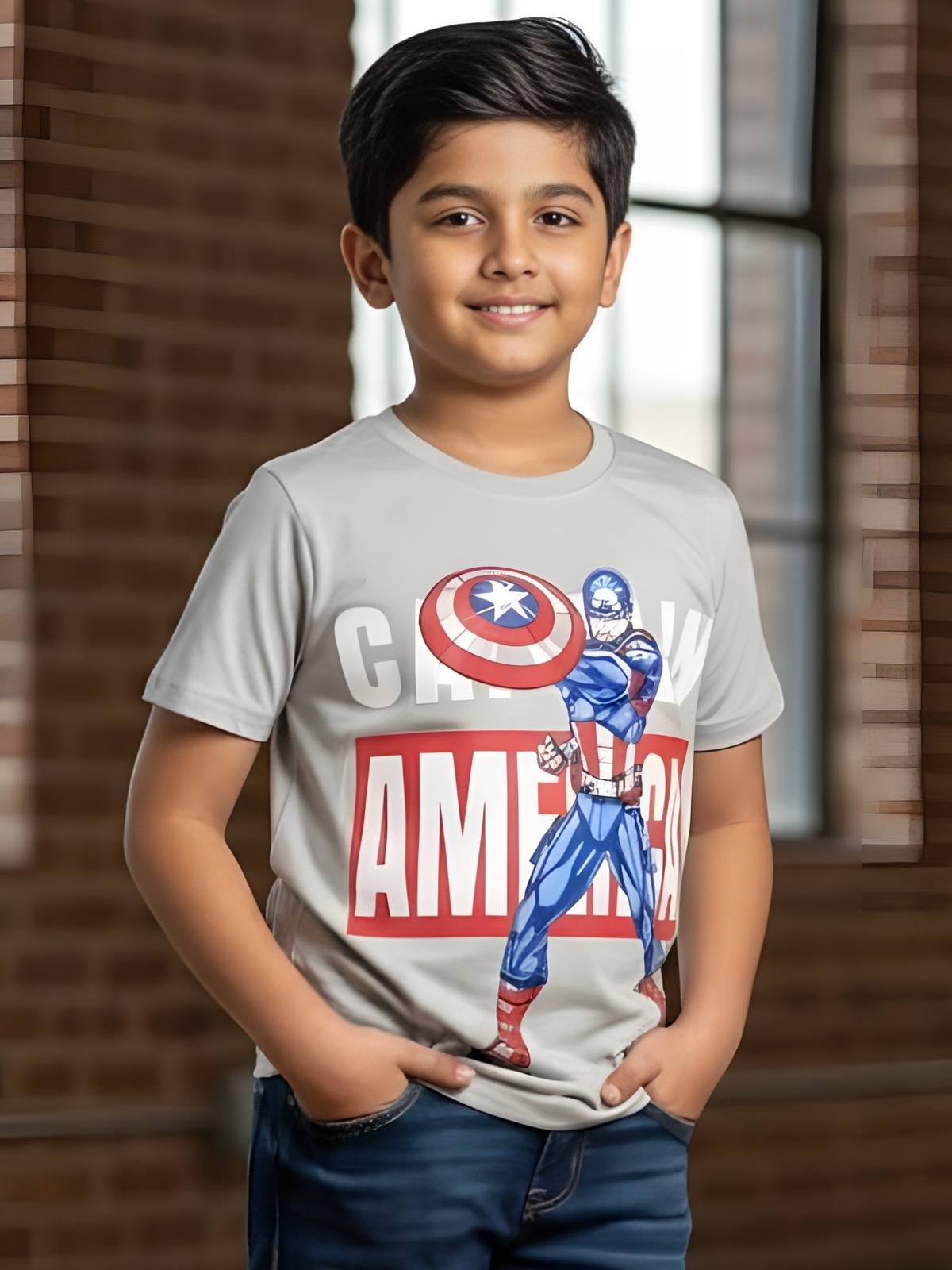 Boys' Marvel Captain America Greyish Graphic T-Shirt
