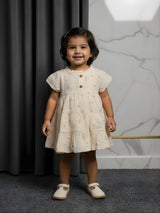 Pale Yellow Floral Tiered Frock