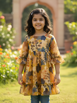 Sunshine Bloom Yellow Floral Ruffle Frock for Girls