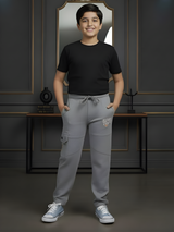 Boys' Heather Grey Graphic Active Track Pants