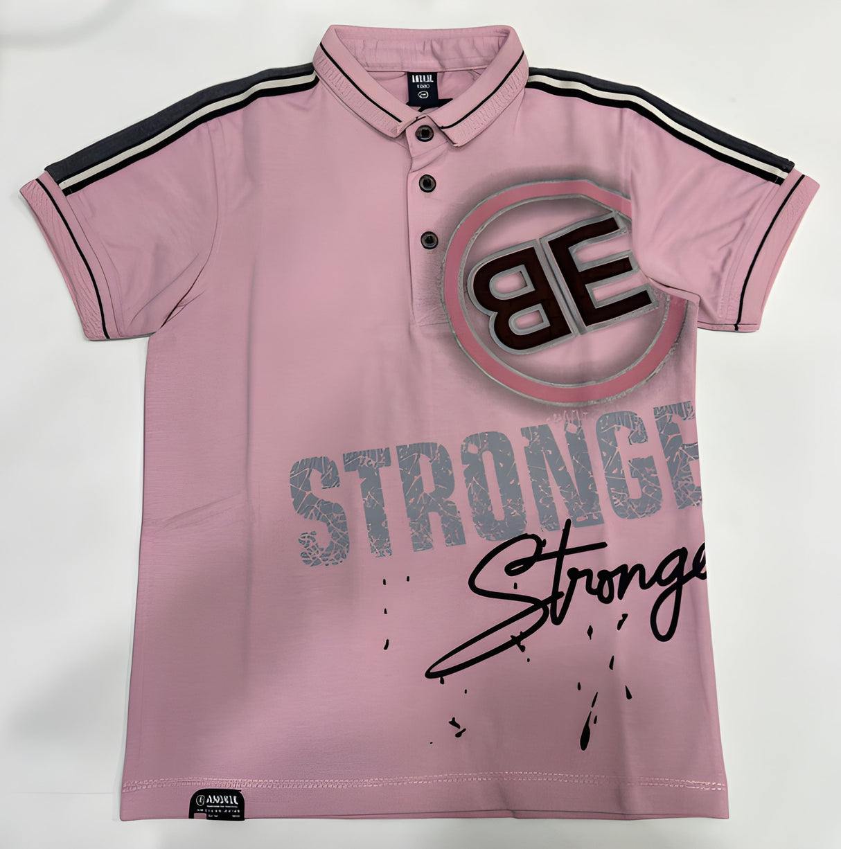 Kids Peach Polo T-Shirt – “Be Stronger” Graphic