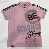 Kids Peach Polo T-Shirt – “Be Stronger” Graphic