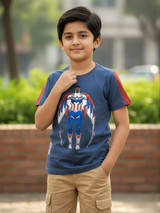 Boys' Navy Blue Marvel Falcon Captain America Graphic T-Shirt.