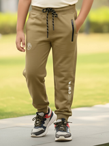 Boys Khaki Comfort-Fit Active Joggers