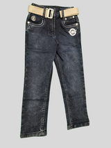 Light Blue Casual Pants - Dark, Plain, Full Elastic Waistband