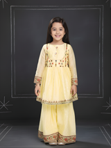 Girls Traditional Full Sleeves Sharara Set - Yellow