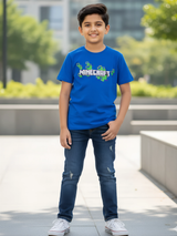 Minecraft Pixelated Logo Kids' Royal Blue T-Shirt.