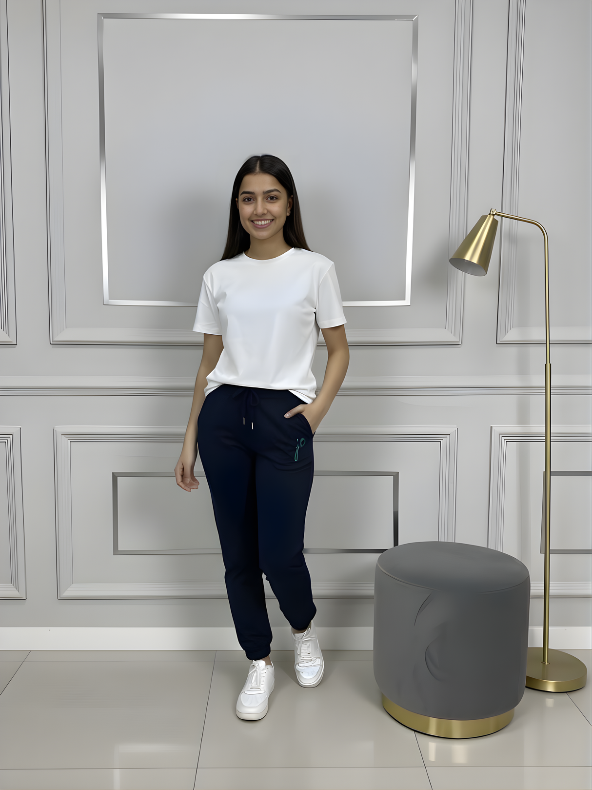 Girls' Premium Navy Blue Slim-Fit Jogger