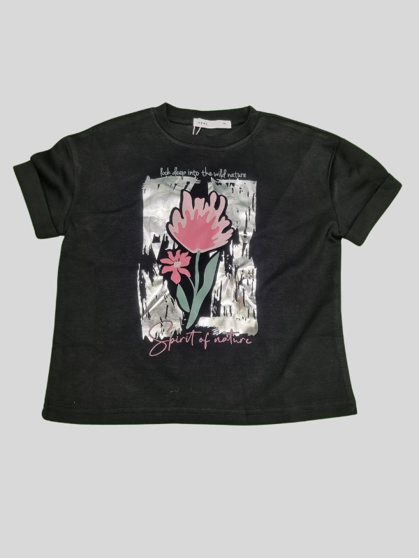 Girls' Floral Graphic T-Shirt – "Spirit of Nature" Design (2 Color Options)