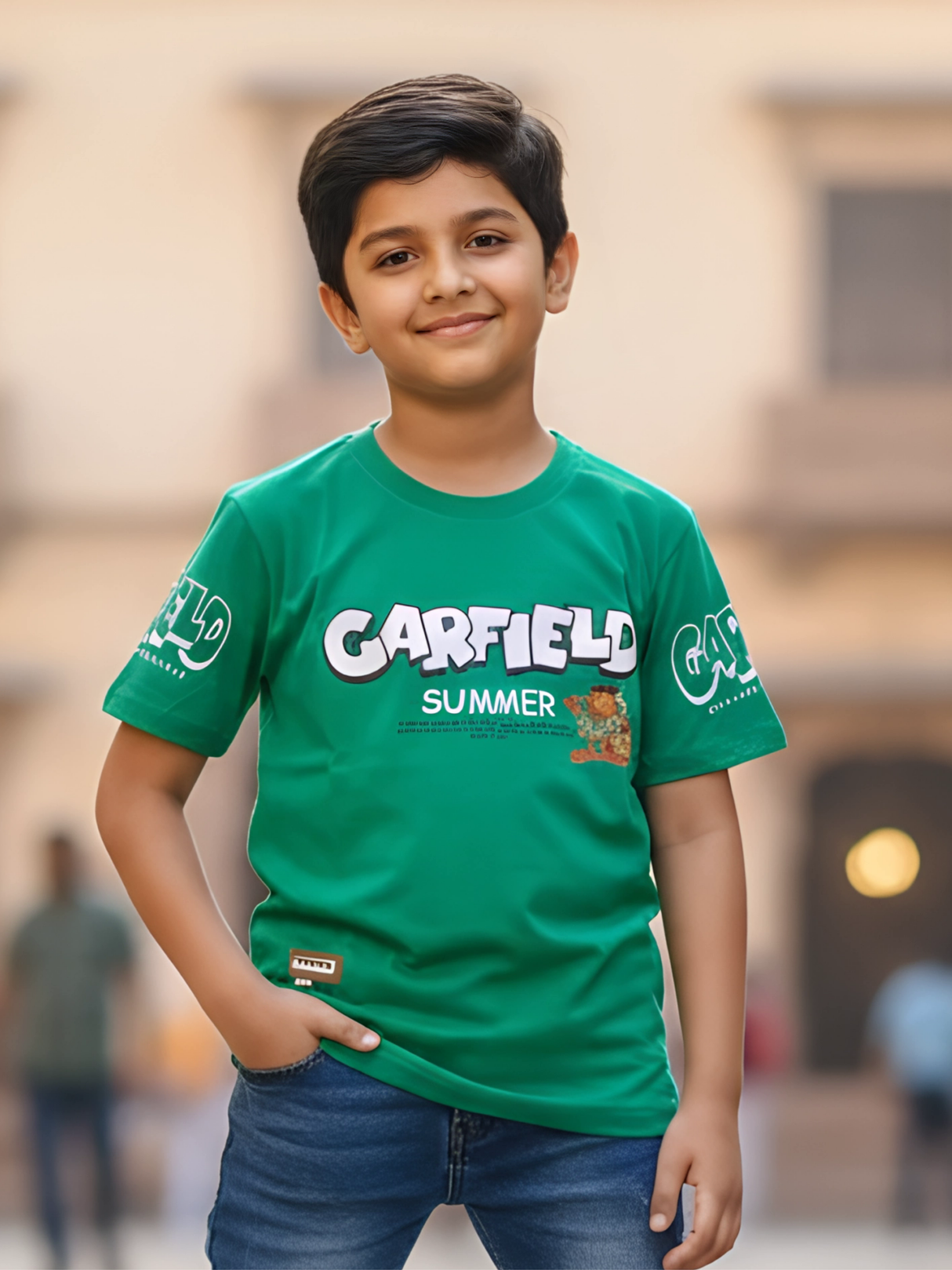 Boys' Garfield "Summer" Graphic T-Shirt - Vibrant Green
