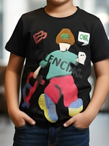 Boys' Urban Graphic "OK" T-Shirt - Sleek Black