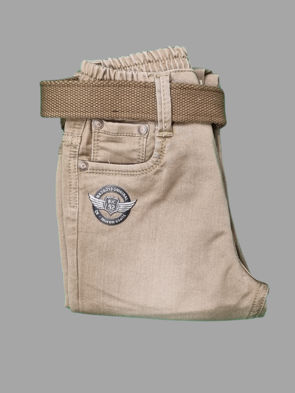 Khakhi Casual Pants - Dark, Plain, Full Elastic Waistband
