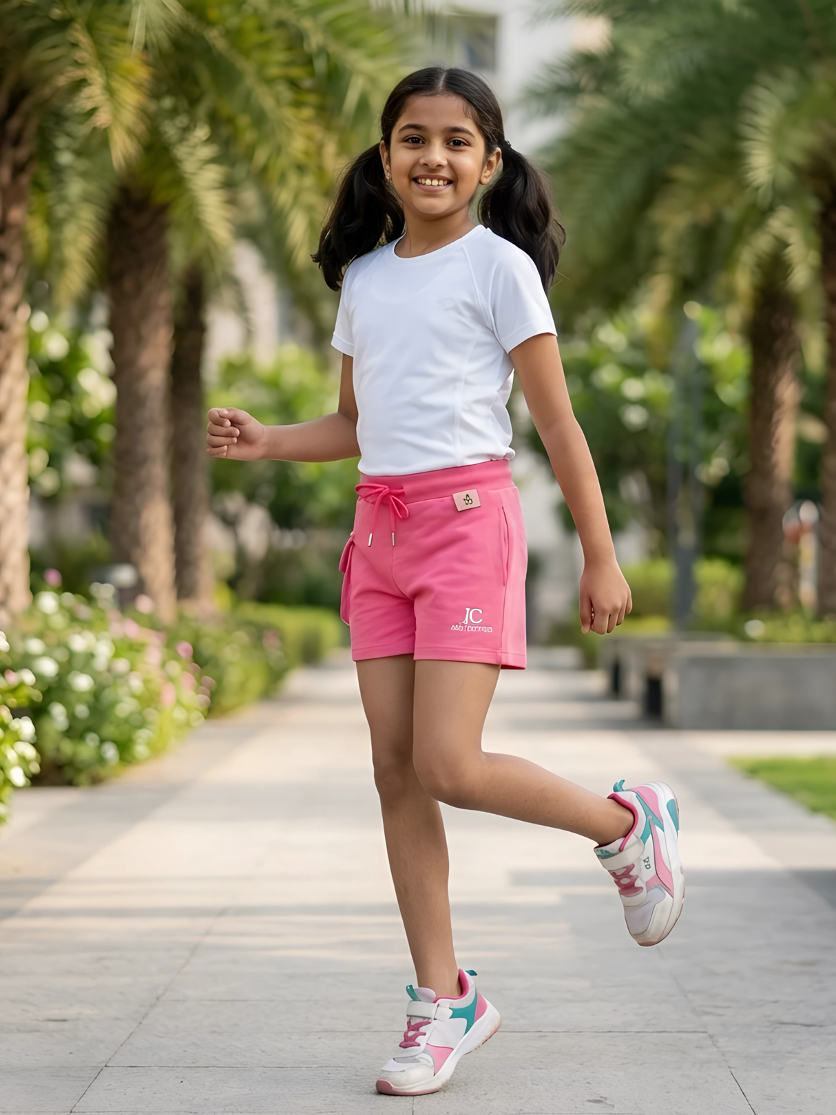 Girls Rani Pink Cotton Comfort Drawstring Shorts