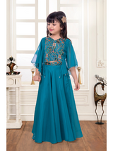 Girls Traditional 3/4th Sleeves Plazo Set - Green