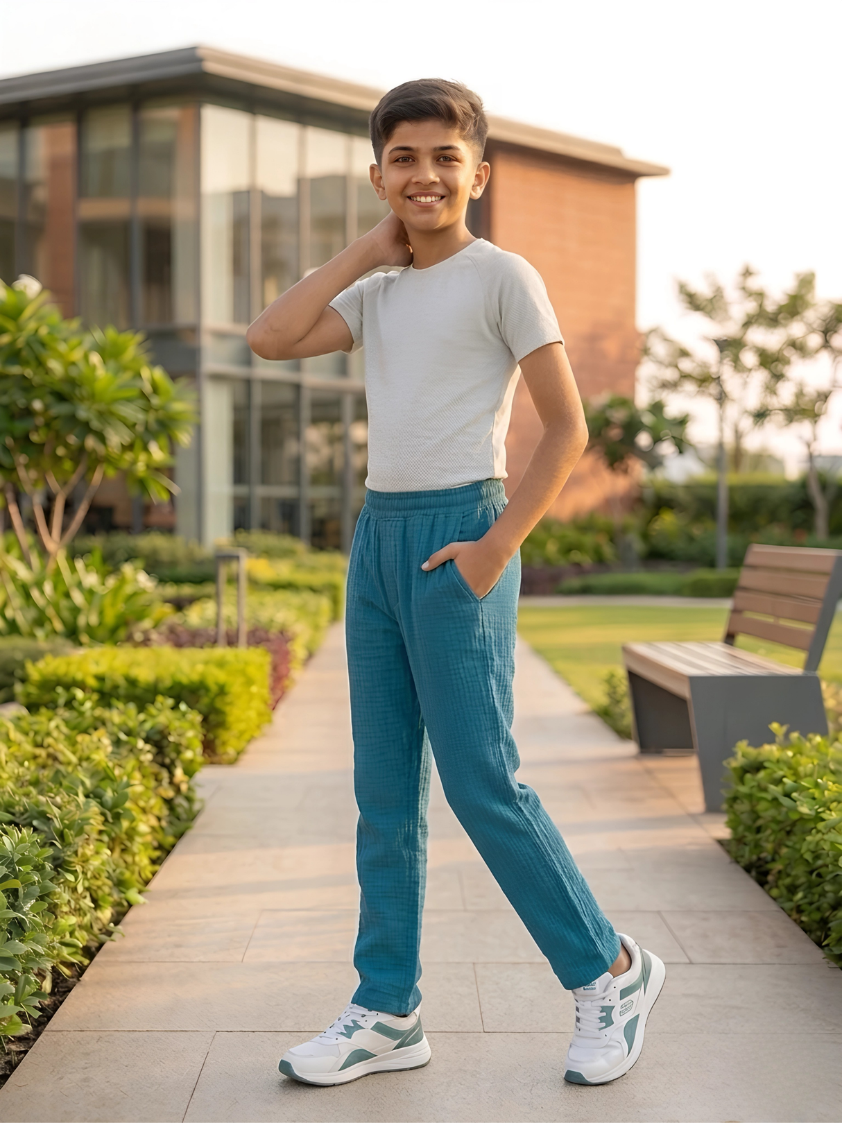 Boys Premium Textured Cotton Track Pants