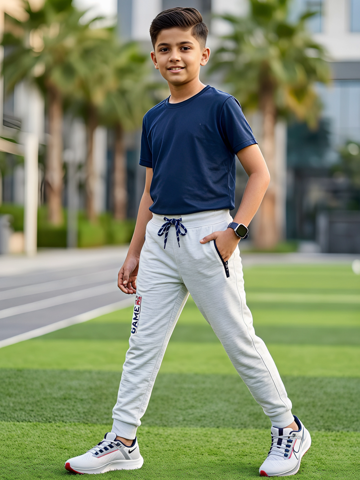 Boys Comfortable Grey Casual Track Pants