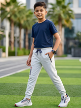 Boys Comfortable Grey Casual Track Pants