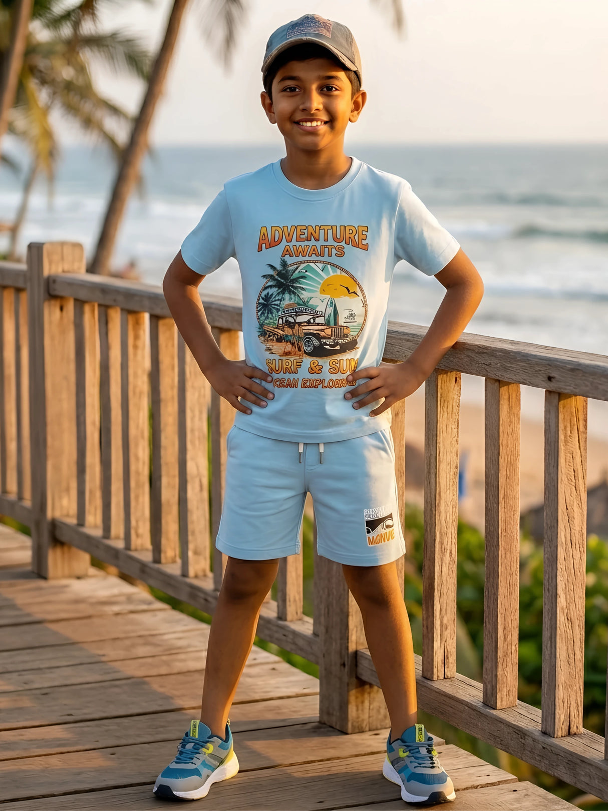 Boys' Adventure Awaits Graphic Co-ord Set in Light Blue