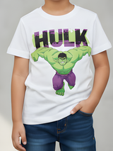 Kids' Marvel Hulk Graphic T-Shirt - White Cotton Tee.