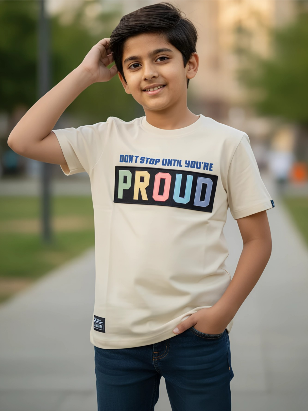 Kids' Motivational 'Don't Stop Until You're Proud' Tee