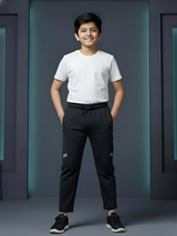 Boys' Slim-Fit Black Active Joggers with Drawstring Waist
