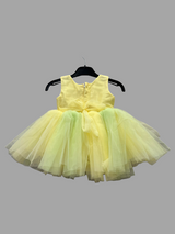 Baby Girl Yellow Dress – Floral Embellished Bodice with Bow Detail