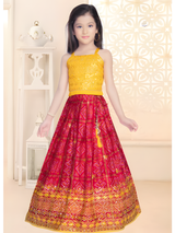 Girls Traditional Sleeves Less Long Choli - Yellow