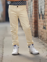 Boys Premium Cream Cotton Regular Fit Casual Chinos
