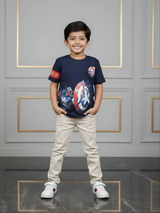 Boys' Navy Blue Captain America vs. Villain Graphic T-Shirt