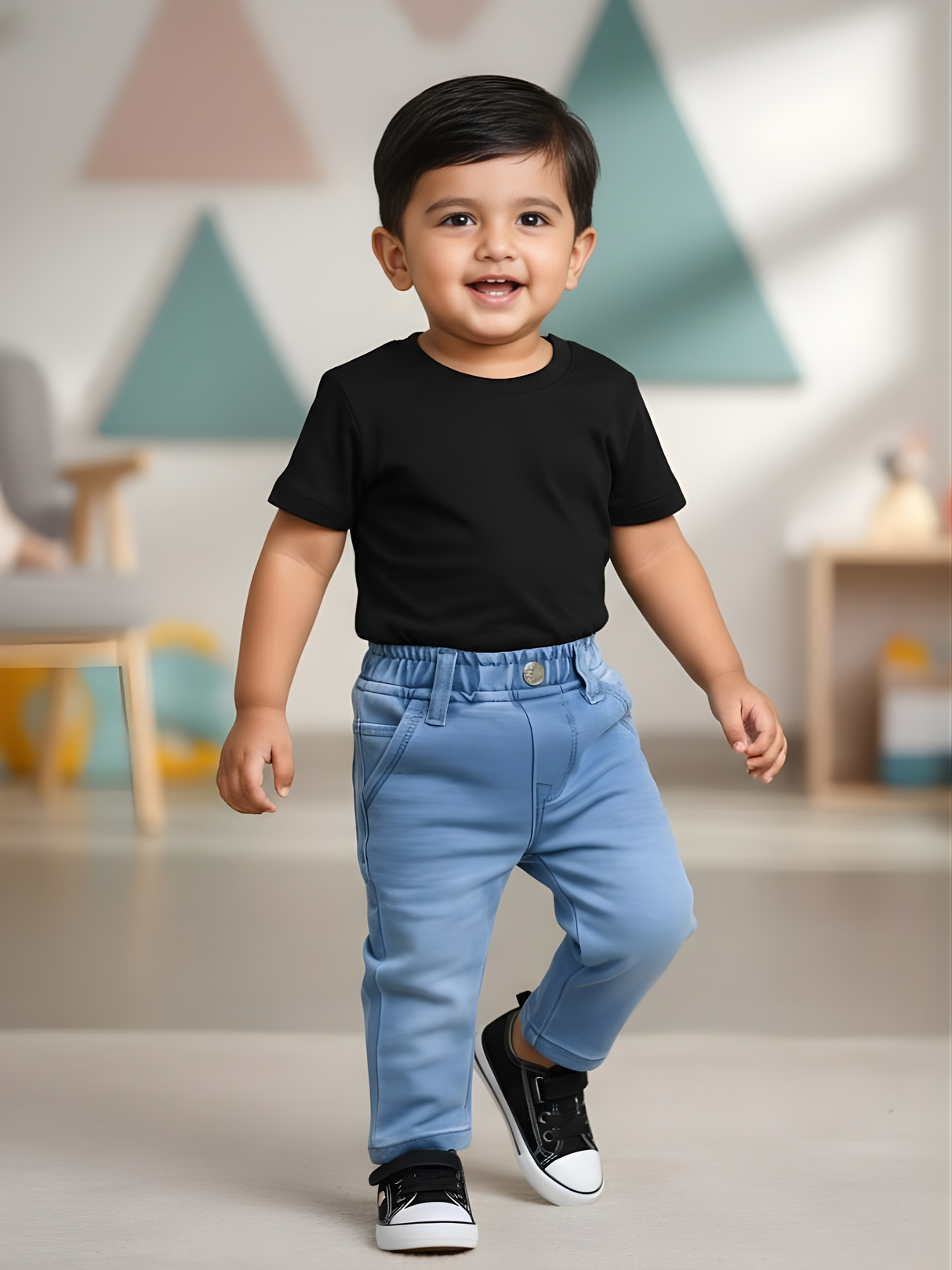 Boys' Light Blue Comfort Fit Elasticated Waist Jeans