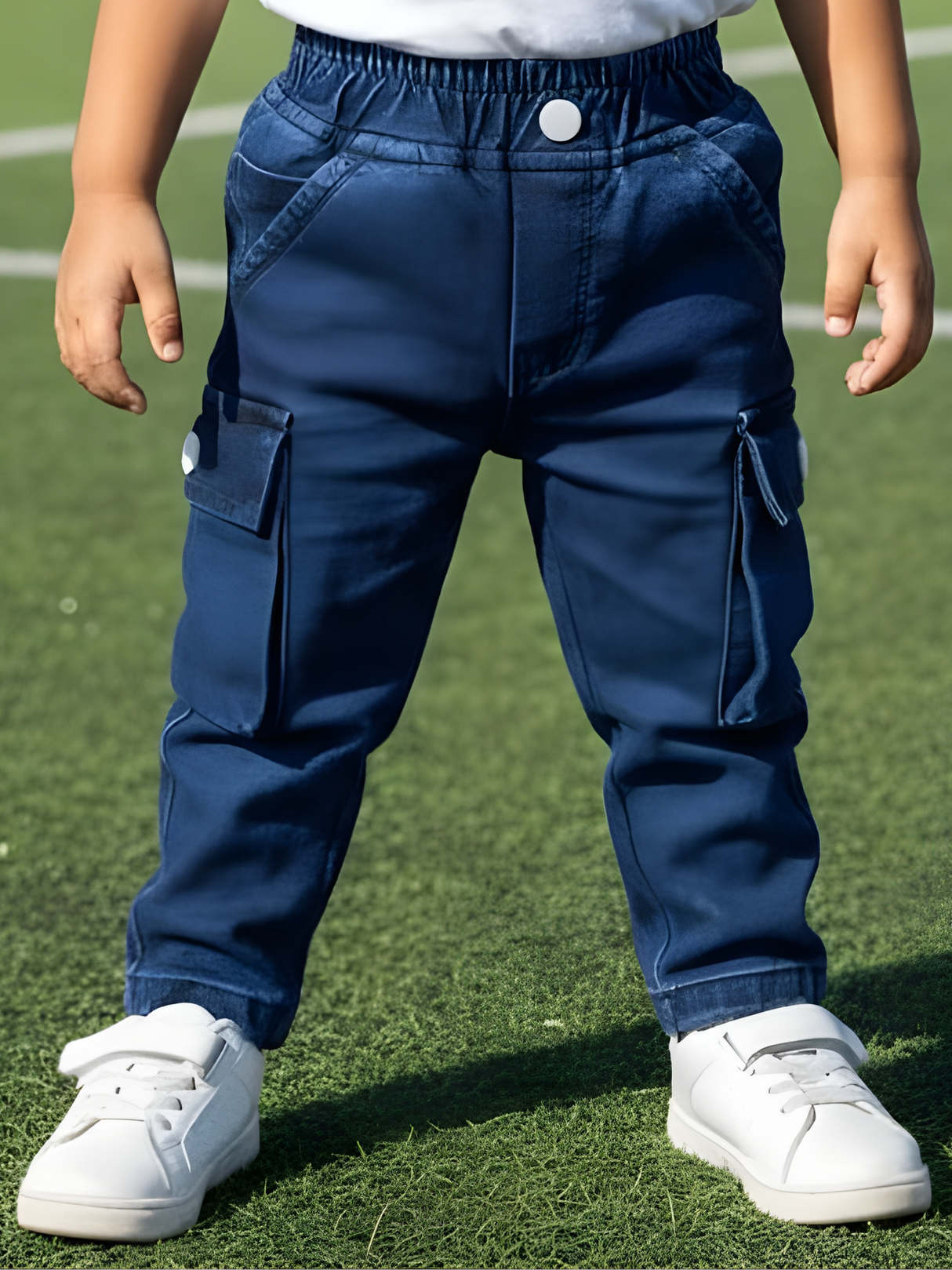 Boys Navy Blue Cargo Jogger Jeans