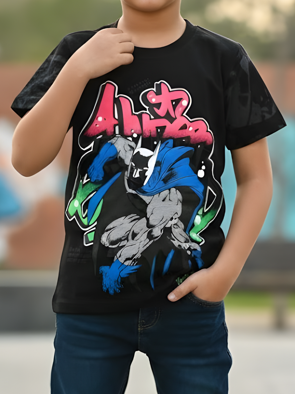 Boys' Urban Hero Graphic Tee - Midnight Black
