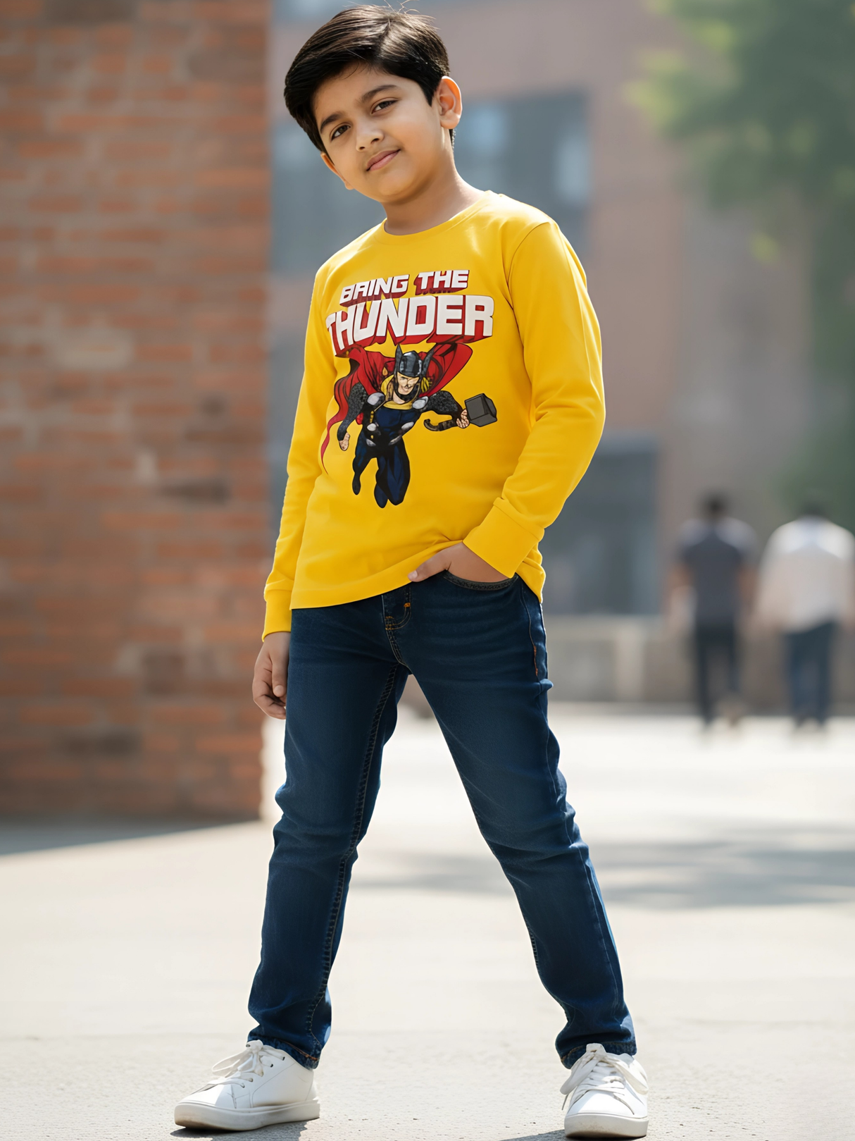 Kids' Oversize Floral Graphic T-Shirt - Mustard Yellow 'Be Humble' Tee.