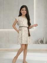Girls Casual Printed Cotton Frocks - Purple