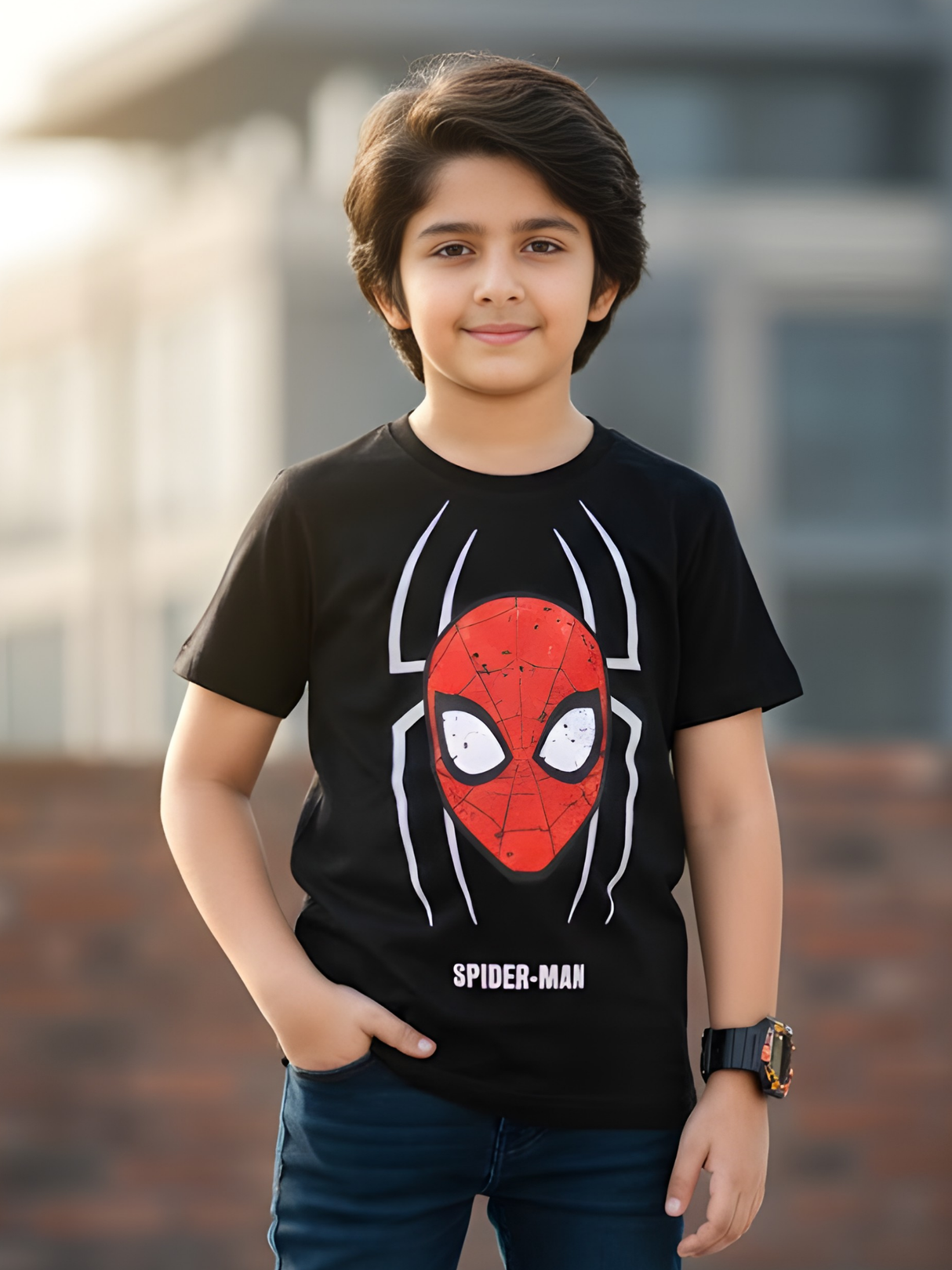 Boys' Black Marvel Spider-Man Classic Mask Graphic T-Shirt