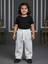 Girls' Heather Grey Wide-Leg Cargo Joggers