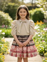 Girls Casual Printed Fancy Frocks - Fawn