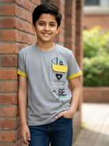 Kids' 'Unexpected Rise' Pocket Graphic T-Shirt - Speckled Gray Tee.