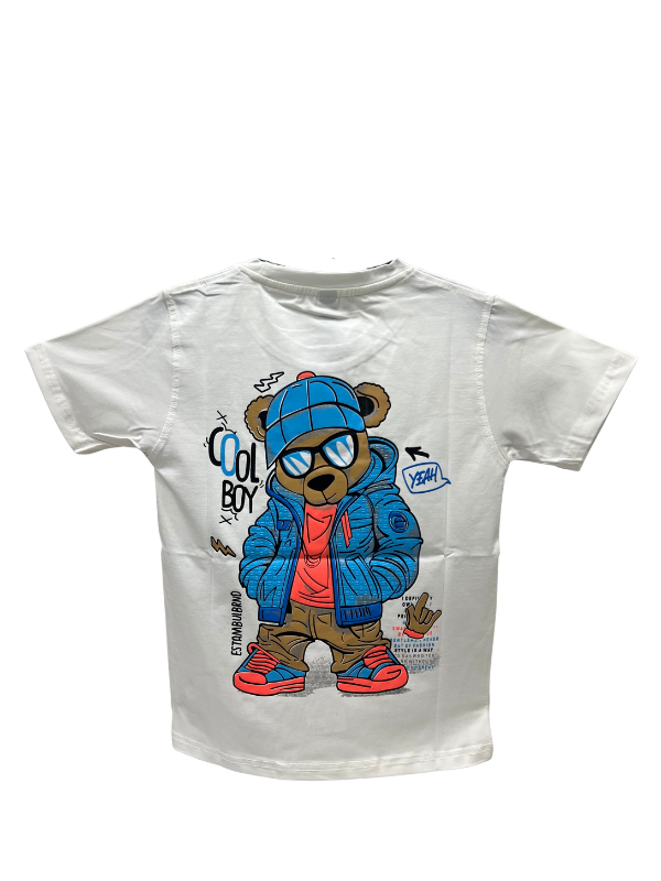 Kids’ “Cool Boy” Graphic T-shirt – White with Bold Text Print