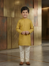 Boys' Mustard Yellow Printed Kurta Set