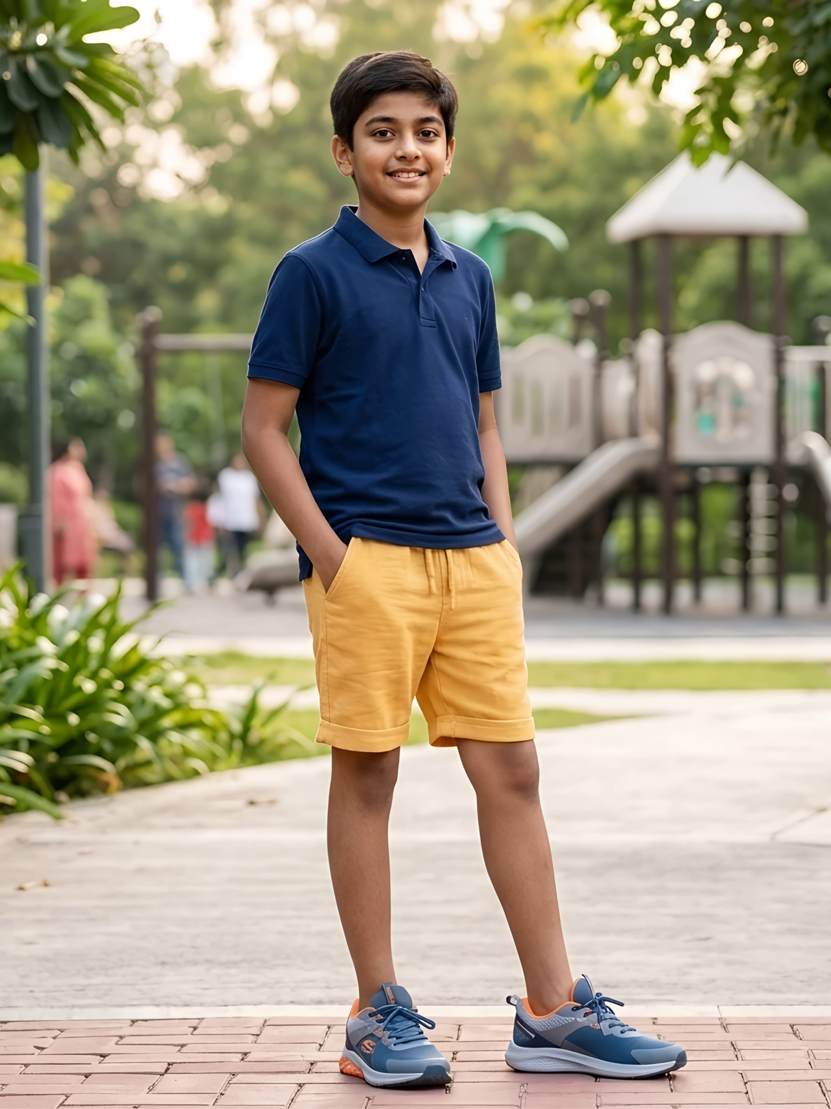 Boys' Mustard Yellow Cotton Casual Shorts