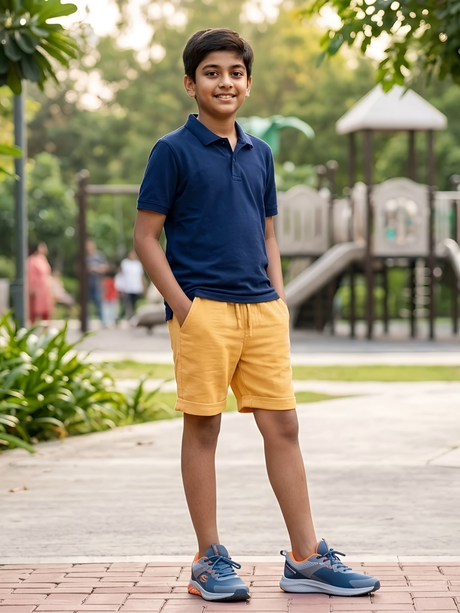 Boys' Mustard Yellow Cotton Casual Shorts