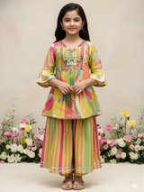 Girls Multicolor Ethnic Dress Set | Traditional Kids Wear